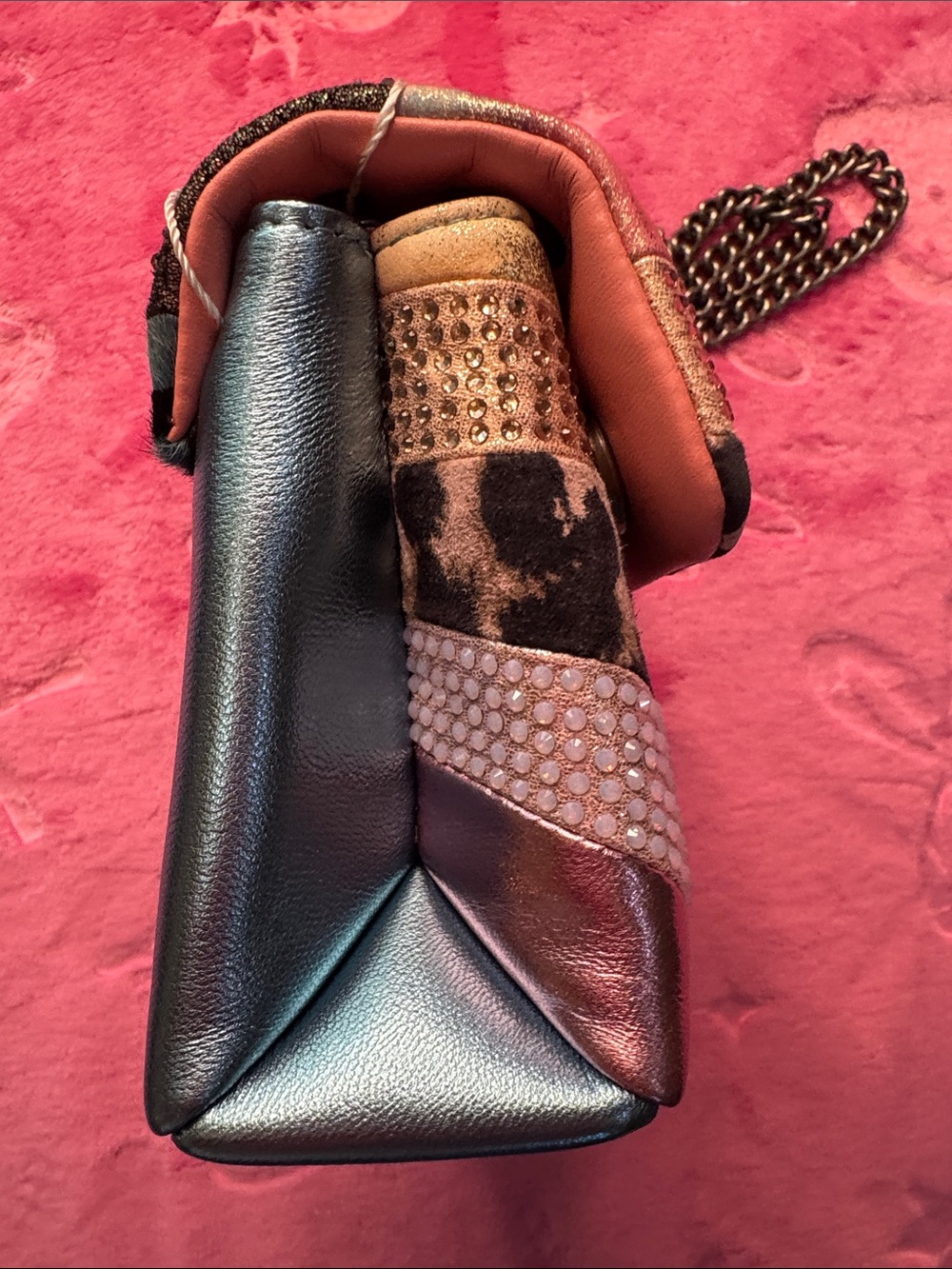 Kurt Geiger Kensington Collector • Mixed Leathers • Iridescent Blue • NWT - Picture 7 of 9